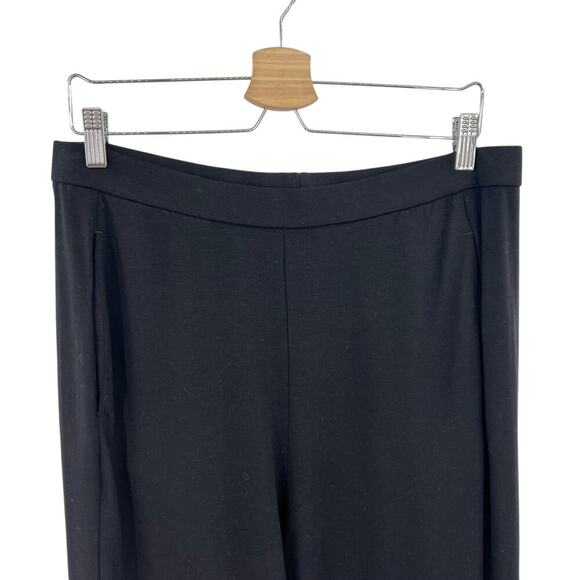 Eileen Fisher Stretch Jersey Knit Straight Pant Easy Fit Ankle Black Size Medium - Picture 3 of 10